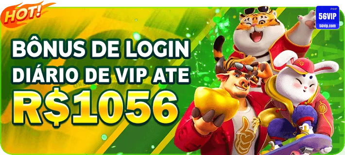 56vip — faixa usada para reforçar confiança, com ênfase em benefício imediato, pensado para guiar o olhar para botões